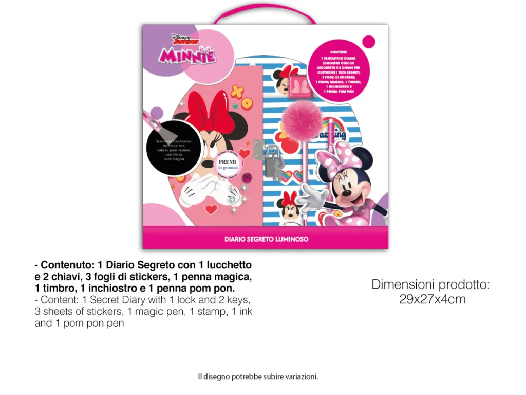 Diario Secreto Luminoso Minnie Mouse – Set con Candado, Llaves y Accesorios - Imagen 2