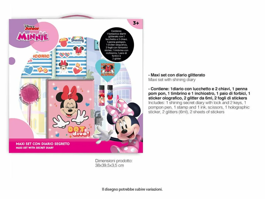 Maxi Set con Diario Secreto Minnie Mouse – Cuaderno con Candado y Accesorios Creativos - Imagen 2